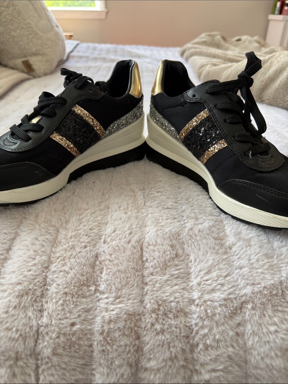 Michael Kors Black Sneakers with Gold and Silver Accents size 7 women's - Picture 3 of 6